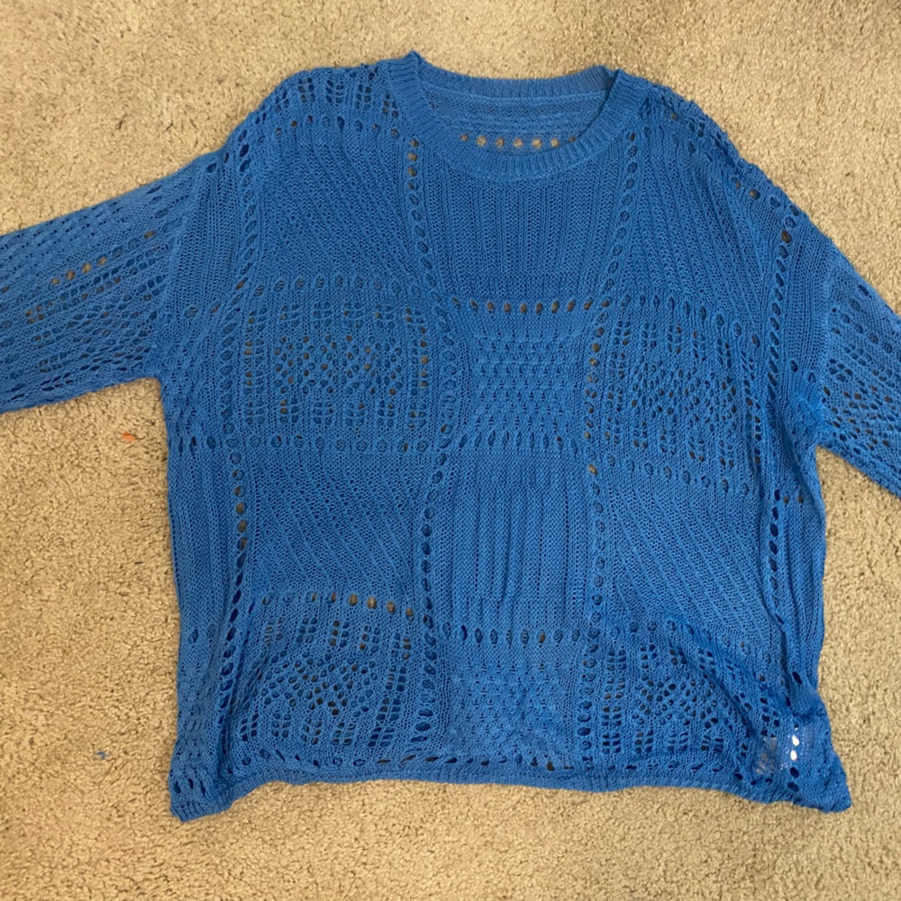 Brand new blue loose knit coverup.